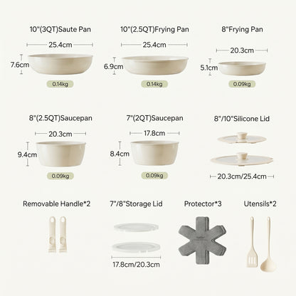 Genio Ceramic Cookware Set 16Pcs