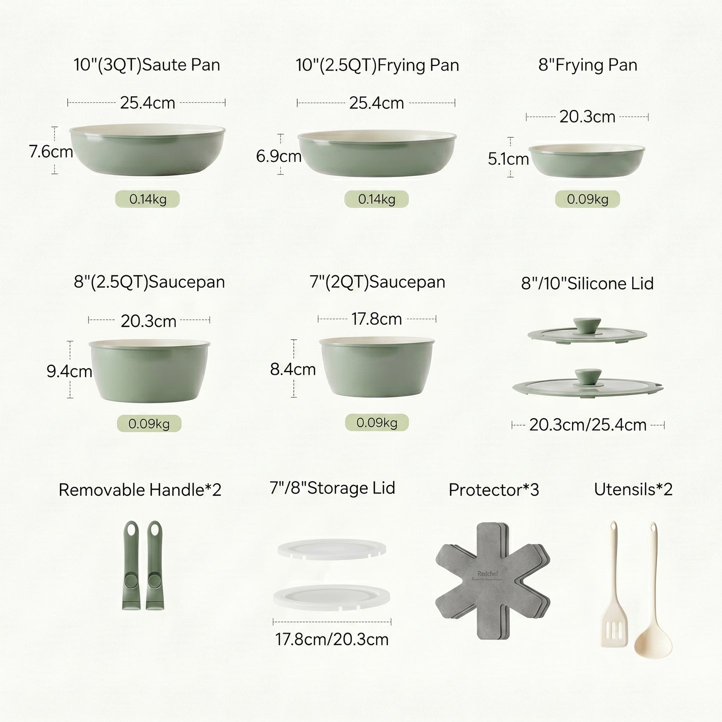 Genio Ceramic Cookware Set 16Pcs